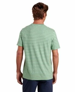 Grom Hemp Short-Sleeve Tee - Men's -Toad&Co Sales Store 1035988900 ToadAndCo GromHempShortSleeveCrew EvergreenStripe Mens Rear
