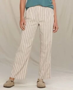 Taj Hemp Pant - Women's -Toad&Co Sales Store 1036006422 ToadandCo TajHempPant EgretThinStripe Wmns Front