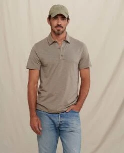 Tempo Short-Sleeve Polo - Men's -Toad&Co Sales Store 1036006580 ToadandCo TempoSSPolo DarkChino Mens Front