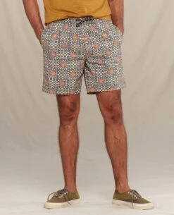 Boundless Pull-On Short - Men's -Toad&Co Sales Store 1036006625 ToadandCo BoundlessPullOnShort StrawGeoFlowerPrint Mens Front