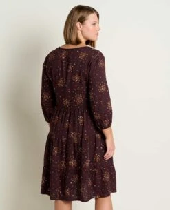 Manzana Tiered Long Sleeve Dress -Toad&Co Sales Store T1781204 Carob Floral Print 6