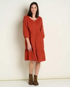 Scouter Cord Tiered Dress -Toad&Co Sales Store T1781304 Cinnamon 3