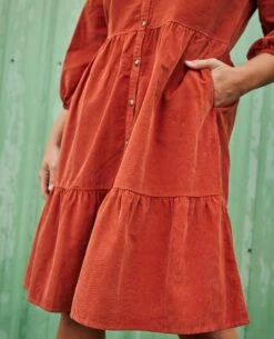 Scouter Cord Tiered Dress -Toad&Co Sales Store T1781304 Cinnamon 4