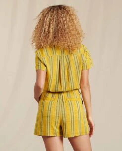 Women's Camp Cove Romper -Toad&Co Sales Store T1782100 Lemon Stripe 2